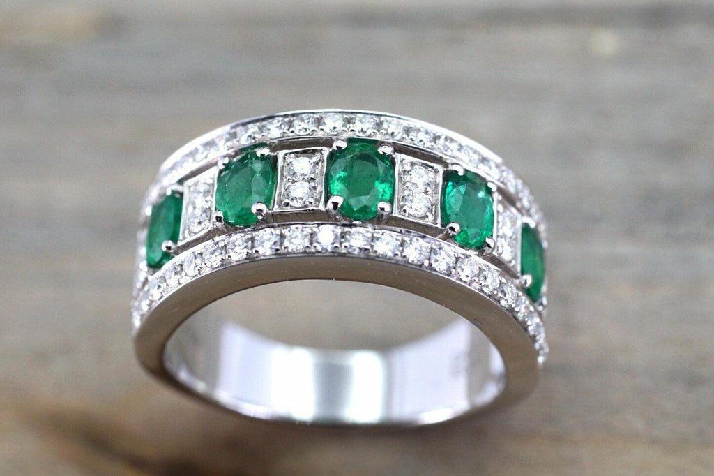 7 Stone Round Diamond Bands: Platinum Diamond Wedding Ring for Men 1.5ct  001100